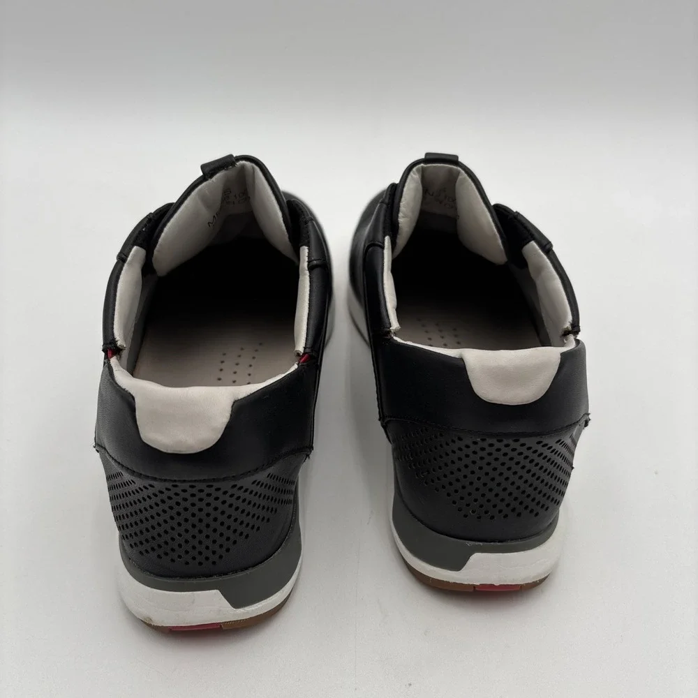 Kizik Boston‎ Black Leather Shoes Mens Size 9 M Hands Free Slip On Sneakers